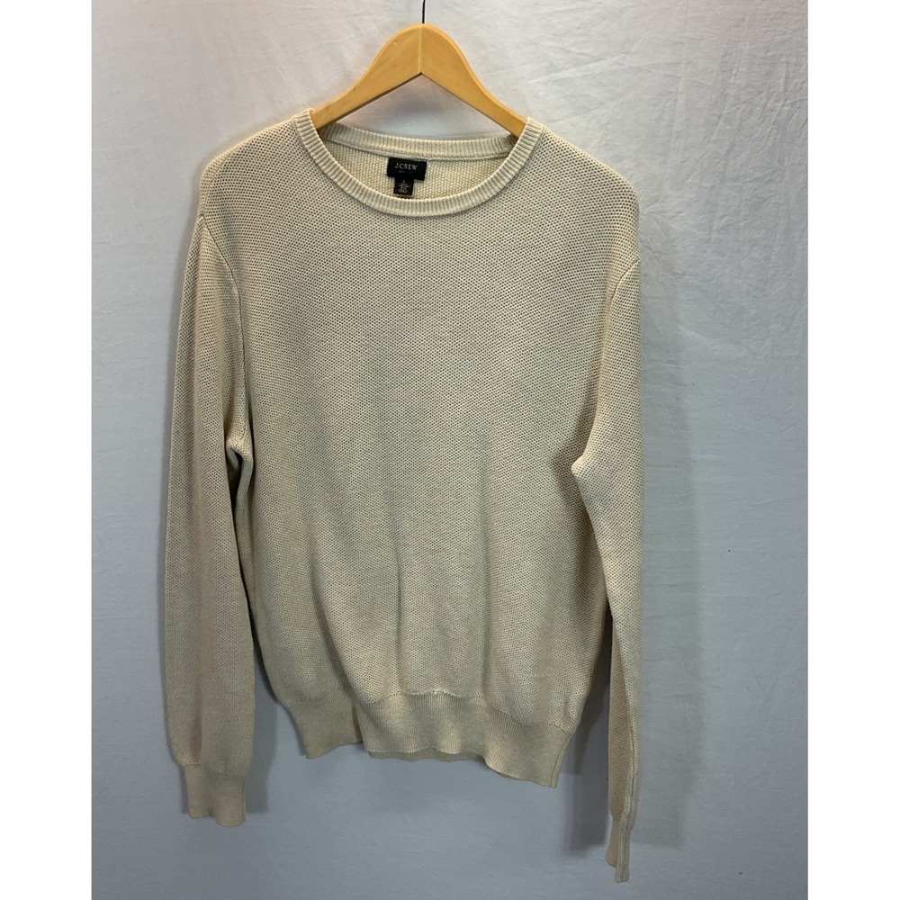 J.Crew Cotton Silk Crewneck Sweater Large womens‎ Ivory Pullover neutral office